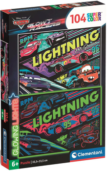 Puzzle Clementoni Glowing Cars Glow Racers 104 elementy (8005125257584)