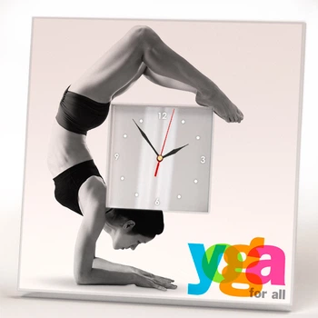 Интерьерные тематические стильные часы "Йога для всех. Yoga for all" украшение студии, комнаты, спальни
