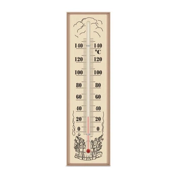 Термометр для сауны и бани деревянный (от 0°C до +140°C) высота 30см 300109