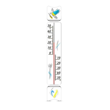 Термометр оконный -50 ° +50 °C высота 20 см рисунок Птица с колоском 300164