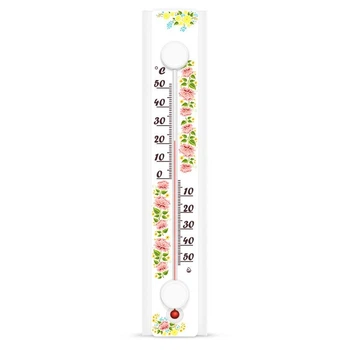 Термометр оконный -50 ° +50 °C "Солнечный зонтик" высота 22 см рисунок Розовые цветы (СП 300158)
