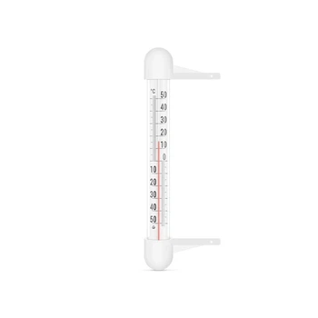 Термометр оконный в стеклянном тубусе -50 ° +50 °C высота 18 см белый