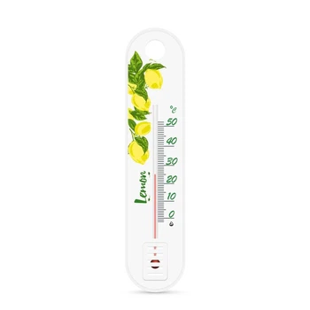 Термометр комнатный со шкалой (от 0°C до +50°C) высота 19 см белый Лимон 300185