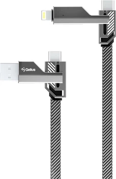 Кабель USB Gelius Twister GP-UCN004 4в1 USB-A/Type-C to Type-C/Lightning 60W 1.2 м Gray (2099900965401)