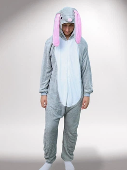 Мужские кигуруми взрослая и подростковая Kigurumi Кролик Зайчик Заяц Негодяй Серый L 165-175 см (1067/2)