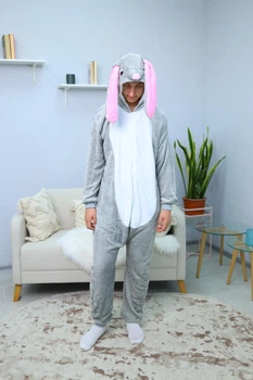Пижама Кигуруми My Kigu Мужская Заец Кролик Серый размер S 144-155 см (21067411)