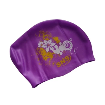 Шапочка для плавання для довгого волосся purple flowers SVN-1346