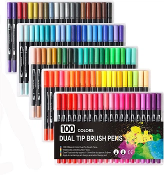 Преміум-набір двосторонніх маркерів Worison FineLiner / Brush Markers Pens 100 кольорів