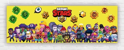 Бумажный плакат "Бравл Старс / Brawl Stars, все герои" 30х90см