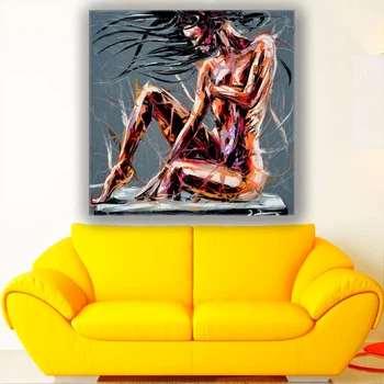 Картина на холсте для интерьера 50х50см - Sexy girl paint art