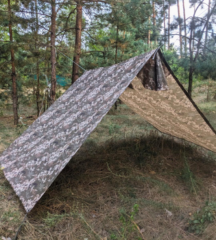 Дощовик пончо Мембранне тактичне, плащ намет тент військовий ЗСУ, накидка від дощу Піксель, Розмір L, Зріст 178 – 190 см