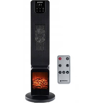 Керамический колонный тепловентилятор Powermat PM-GKL-3500DLK имитация камина с пультом ДУ Черный