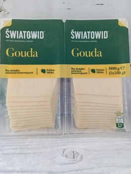 Сир тостовий порізаний слайсами Гауда SWIATOWID 2*250 г