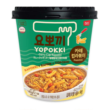 Корейські рапоккі у стакані з соусом каррі, Yopokki, 145 г