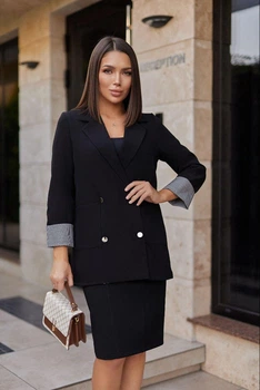Женский базовый пиджак на подкладке с манжетами Fashion 42/44 черный