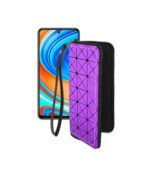 Чохол-гаманець з екошкіри для телефону Xiaomi Redmi Note 9 Pro Max Фіолетовий ромб