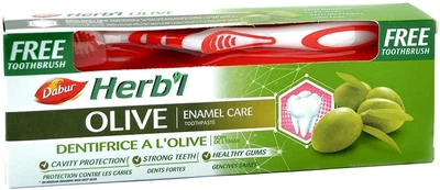 Зубна паста аюрведична гель Оливка Dabur Herb'l, 150 г + щітка