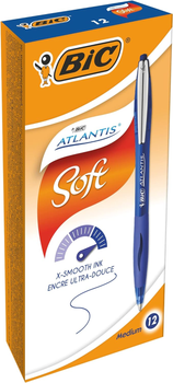 Набір кулькових ручок BIC Atlantis Soft Сині 12 шт (3086123307575)