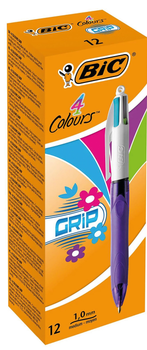 Набір кулькових ручок BIC 4 Colors Grip Fashion 12 шт (3086123249929)