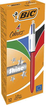 Набір кулькових ручок BIC 4 Colors Shine Червоні 12 шт (3086123537613)