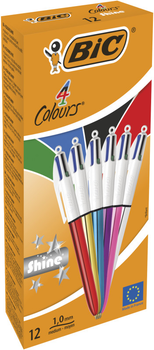 Набір кулькових ручок BIC 4 Colors Shine 12 шт (3086123537637)