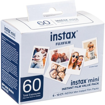 Фотобумага для камеры Fujifilm Instax Mini Color film 60 листов/фотографий (6 картриджей) для Mini 12, 11, LiPlay, Evo, 40, 90, 9 и принтеров Instax SP-1, SP-2, Mini Link, Link2 (Япония)