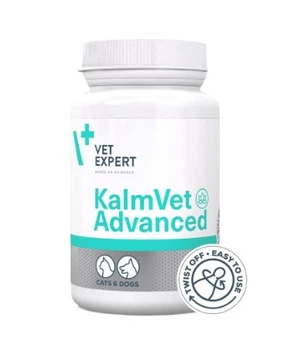 Пищевая добавка VetExpert KalmVet Advanced, уменьшающая симптомы стресса у кошек и собак, 60 капсул