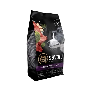 Сухой корм для взрослых собак средних пород Savory Medium Breed Fresh Turkey and Lamb со свежей индейкой и ягненком 12 кг (30273)