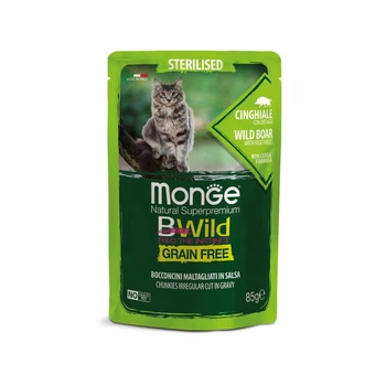 Вологий корм для котів Monge Cat Bwild Grain Free Wet Sterilised м'ясо дикого кабана з овочами 85 г (70012805)