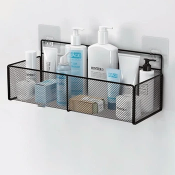 Навесная настенная полка для ванной, 30x14x14 см, металлическая, Черный
