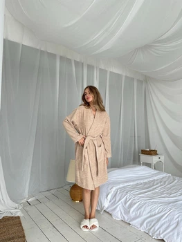 Жіночий махровий халат Шарм COSY M бежевий MSH02