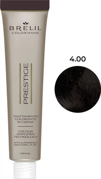 Перманентна крем фарба для волосся Brelil Colorianne Prestige 4.00 Натуральний каштановий 1.2 % аміаку, технологія Luminescine + камелієва олія, 100 мл