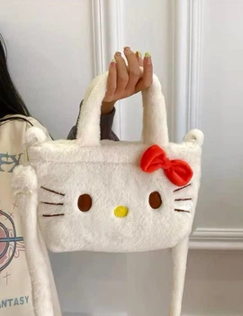 Дитяча сумка через плече плюшева "Hello Kitty" (Хеллоу Кітті) Білий, WUKE