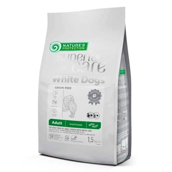 Nature's Protection Superior Care White Dogs Grain Free with Insect Adult Small Breeds - Сухий беззерновий корм з комахами для дорослих собак малих порід з білою шерстю 1,5 кг (4771317474414)