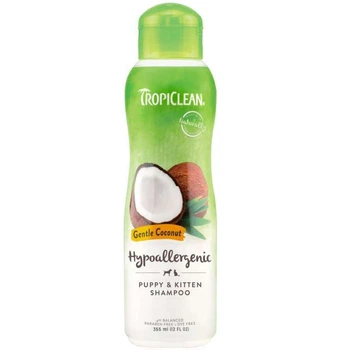 Гипоаллергенный шампунь с ароматом нежного кокоса для котят и щенков TropiClean Gentle Coconut Pet 355 мл (645095202474)