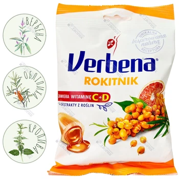 Леденцы VERBENA конфеты с экстрактом растений, облепихи и витамином C 60 г