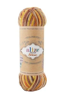 Пряжа для в'язання Alize Superwash Artisan 9006 коричнево-жовтий меланж