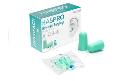 Пінні беруші для сну 10 пар SNR 38 дБ Haspro Multipack (м'ятний колір)
