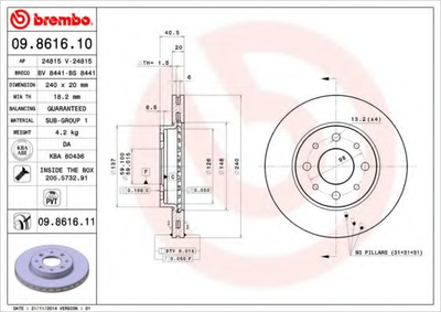 Тормозной диск Brembo (09861610)