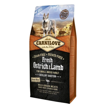 Сухой беззерновой корм для взрослых собак мелких пород Carnilove Fresh Ostrich & Lamb For Adult Dogs со страусом и ягненком 6 кг (170870/7496)