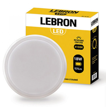 Cвітильник LEBRON LED L-WLR 18W круглий 4100К 1575Lm IP65
