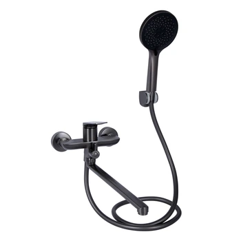 Смеситель для ванны Qtap Vlasta New c душевым гарнитуром QTVLA260GMB45645 Gunmetal Black PVD