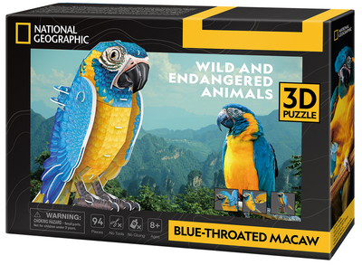 Puzzle konstrukcyjne CubicFun National Geographic 3D Brakujące zwierzęta Ara Szafirowa DS1097H  88 elementów (6944588210977)