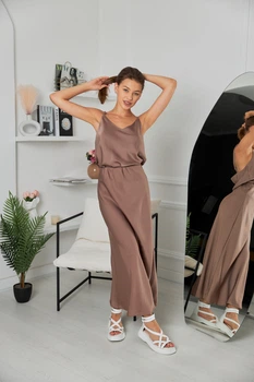 Юбка женская макси из шелка армани всесезонная Aksan 24.2368 46(l)-48(xl) світле какао