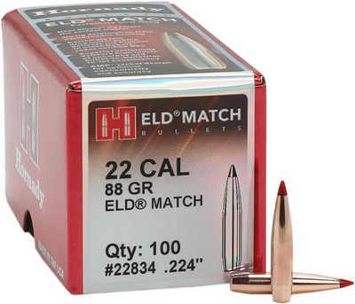 Пуля Hornady ELD Match кал .224 масса 88 гр (5.7 г) 100 шт