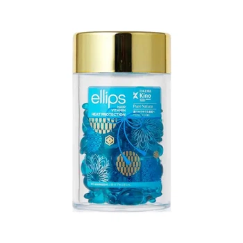 Витамины для волос Ellips Сила Лотоса (Heat Protection, с экстрактом голубого лотоса), 50 капсул по 1 мл