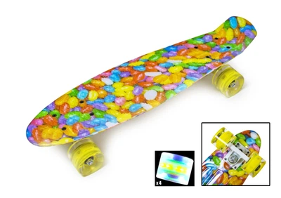 Пенни борд Детский скейт Penny Board Caramel со светящимися колесами SD-PR061