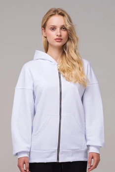 Толстовка женская на молнии оверсайз White XXL