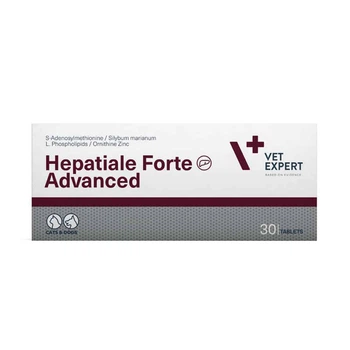 Vet Expert Hepatiale Forte Advanced Харчова добавка для підтримання та захисту функцій печінки у котів і собак, 30 таб. New