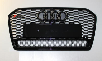 Решітка радіатора Ауді A6 C7 стиль RS6, чорна глянец (2014-...)